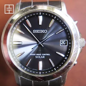 SEIKO 7B52-0AF0 Solar Radio Wave Control Stainless Steel Men's Watch - Picture 1 of 9