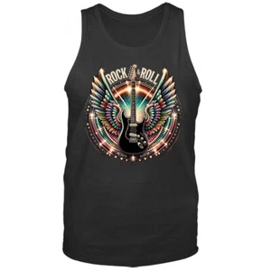 Camiseta sin mangas con alas de guitarra de rock y roll banda de música rock - Imagen 1 de 8