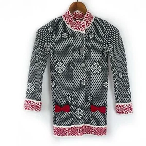 Tahari Girl's Holiday Snowflake Thick Knit Sweater Jacket, Size 6X - Picture 1 of 6