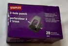 Staples Desktop 2 Hole Paper Punch Model 10575 Black with Silver Guide