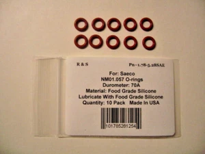 10 Saeco  NM01.057, 996530059419  O-rings / R&S 1.78-5.28SAE / FDA Silicone - Picture 1 of 2