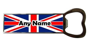 PERSONALISIERTER UNION JACK DRUCK FLASCHENÖFFNER KÜHLSCHRANKMAGNET GEBURTSTAG WEIHNACHTEN - Bild 1 von 3