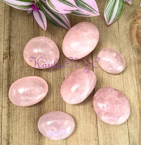 Wholesale Lot 2 Lbs Natural Rose Quartz Palm Stone Crystal Healing - Picture 1 of 8