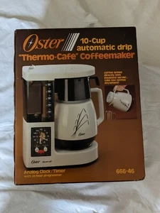 1985 Oster Thermo-cafe Drip Coffeemaker 10 Cup Clock Timer 666-46 Box NEW - Picture 1 of 6