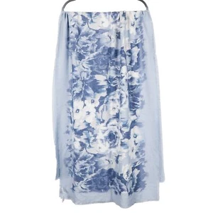 dressbarn Floral Scarf New Blue White Roses 76"x26" Rectangle Rayon Blend Soft - Picture 1 of 4
