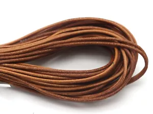 Corda per gioielli in vera pelle rotonda 32,8 piedi colore naturale 1,5 mm - Foto 1 di 4