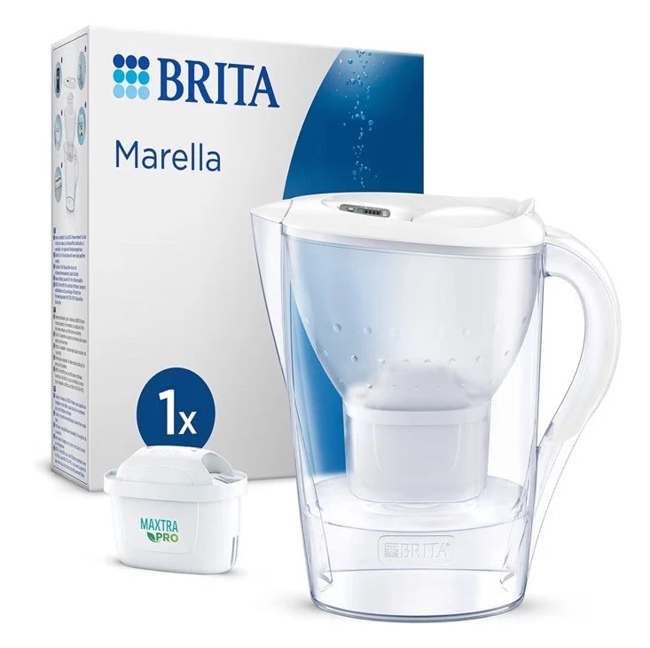 BRITA Marella Water Filter Jug White 2.4L & 1x MAXTRA PRO All-in-1 Cartridge - Image 1 of 4