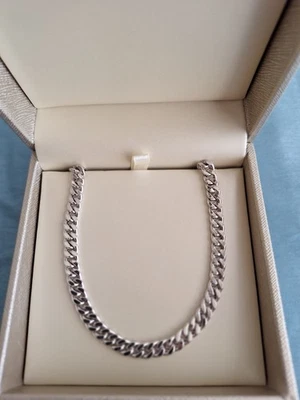 Collar de cadena de eslabones cubanos Miami de 16" sólido de 6 mm de ancho 14 WG 16" Foto 1 de 4