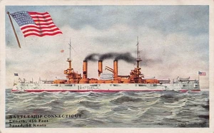 USS Connecticut Battleship US Navy Ship 1909 postcard - Picture 1 of 2