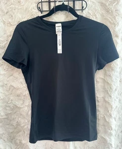 VS PINK Base Stretch Short-Sleeve Tee Pure Black Size L - Picture 1 of 2