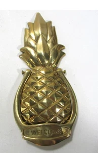 Vtg Solid Brass Pineapple Door Knocker Welcome Handle AVON 6 1/2" Tall. Sealed - Picture 1 of 5