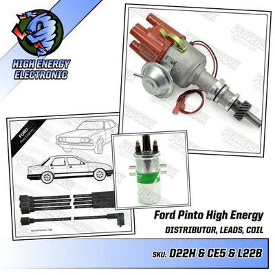 Ford Pinto engine Electronic Distributor High Energy Lucas Coil Black HT Leads - Image 1 of 4