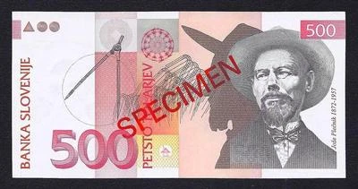 Slovenia 500 Toljarev 1992 SPECIMEN  P-16   UNC - Image 1 of 2
