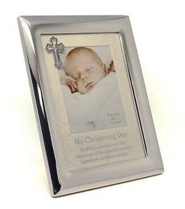 Personalised 4" x 6" Silver Plated My Christening Day Photo Frame, Engraved Gift - Picture 1 of 1