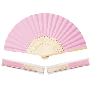 50pcs Pink Paper Hand Fan Bamboo Folding Handheld Paper Fan for Wedding Party... - Picture 1 of 5