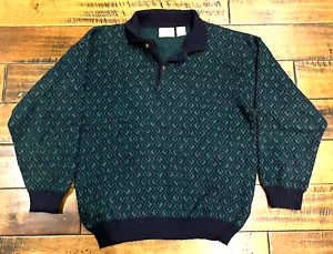 SUÉTER DE LANA VERDE Y AZUL VINTAGE TIENDA HOMBRE~M/L~Italia*Collar - Imagen 1 de 18