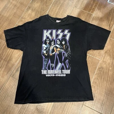 Vtg Kiss The Farewell Tour 2000 T-Shirt Sz XL Cut Tag Rock Double Sided Y2K SS - Image 1 of 4