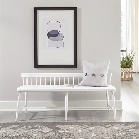 Palmetto Heights Low Back Spindle Bench in Shell White Cover