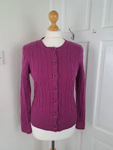 Cardigan LL BEAN viola girocollo lavorato a maglia con cavi adatto per UK S - Foto 1 di 6