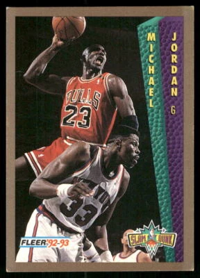 Michael Jordan Fleer 92-93 Slam Dunk #273 - Chicago Bulls Jugador Más Valioso MJ Sobre Ewing B Foto 1 de 2