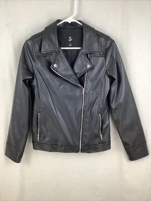 Art Class Faux Leather Moto Jacket Girls Youth XL 14/16 Black Zipper Pockets - Image 1 of 4