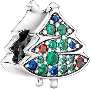 Sterling Silver S925 Christmas Tree Charm for Bracelets - Picture 1 of 2