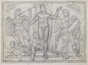 Giorgio Matteo Aicardi (1891-1984) Bleistiftskizze, figurativ, religiös, Fresko - Bild 1 von 3