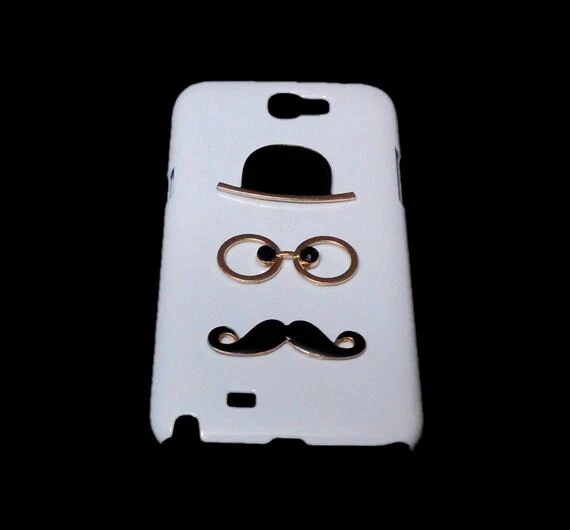 Cover For Samsung Galaxy Note 2 N7100 3D Cute Hat Eye Mustache Back Hard Case - Image 1 of 1