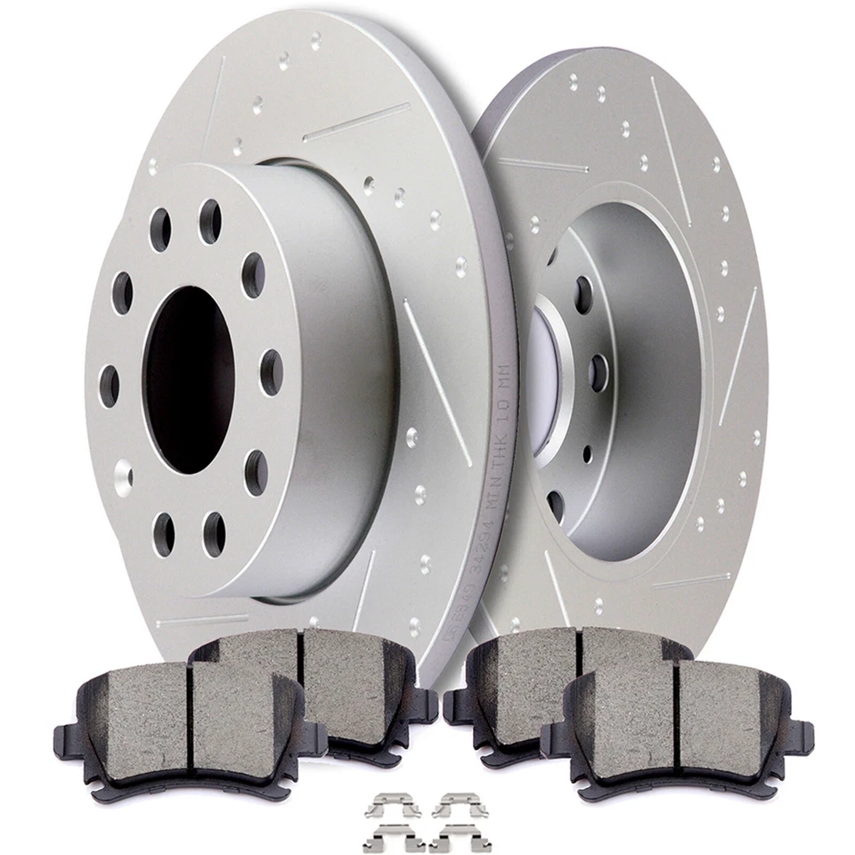 For VW Volkswagen Golf Jetta Sedan Rabbit Rear Brake Rotors And Ceramic Pads Foto 1 de 4