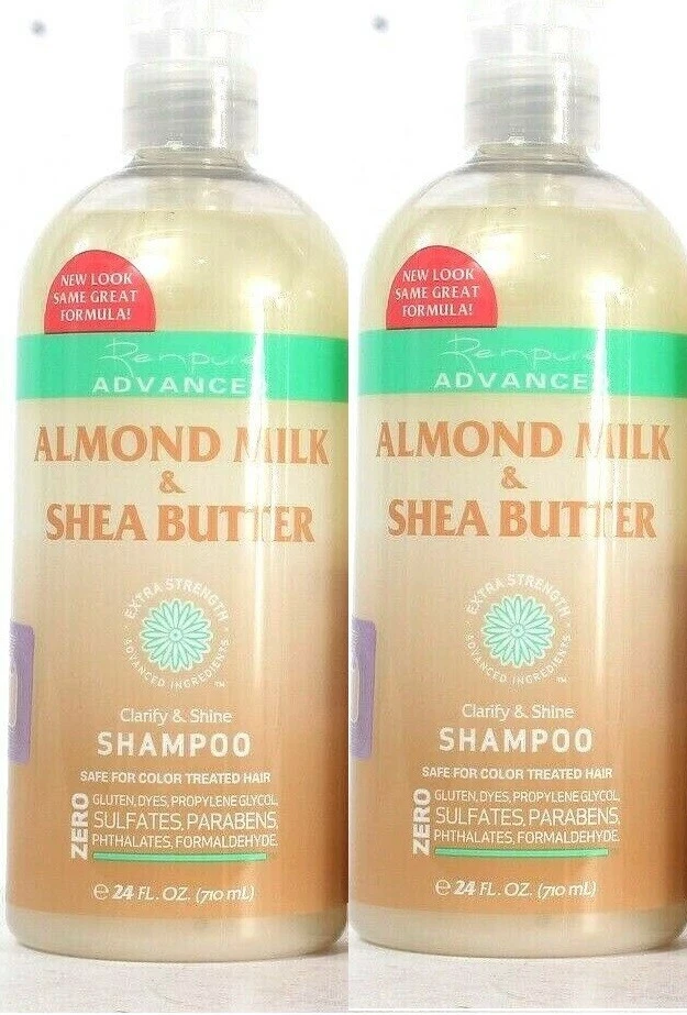 (2 克拉) Renpure 高级杏仁奶和乳木果油澄清光泽洗发水 24 盎司 — 第 1/1 张图片