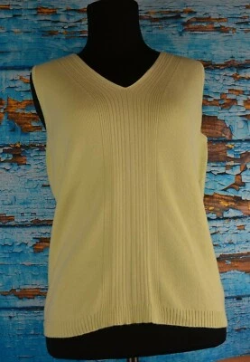 Kate Hill Women's Textured Tank Top Cami Size Medium Green Cotton Blend V-Neck - Image 1 of 4