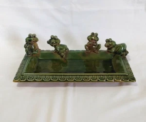 Majolica green Frog platter - Picture 1 of 12