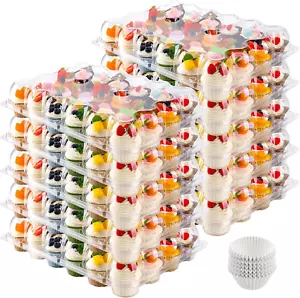 24 Count Cupcake Containers 10 Pack Cupcake Holders Plastic Stackable Cupcake - Picture 1 of 12