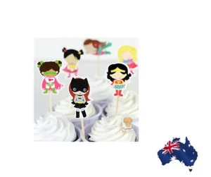 12x Cute girl power mini super heroes cupcake jelly cup toppers fruit picks fun - Picture 1 of 4