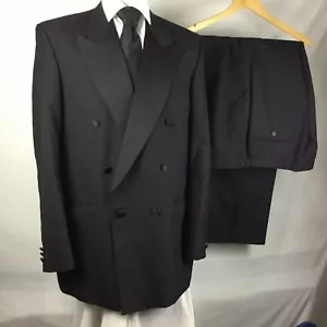 Scott & Taylor Mens Black Wedding Prom Dinner Suit Tuxedo 44L W40 L32.5 - Picture 1 of 11