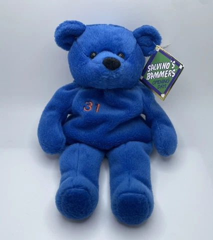 Mike Piazza Beanie Plush Bear Blue Salvino’s Bammers Vintage Cover