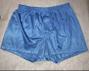 Vintage Nylon Tricot Shiny Satin Turquoise Blue Boxer Shorts Men’s 32 M USA Made - Picture 1 of 3
