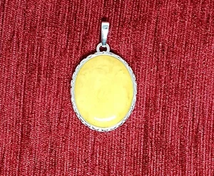 Zoria Baltic Amber-Pendant-Milky-925 Sterling Silver - Picture 1 of 6