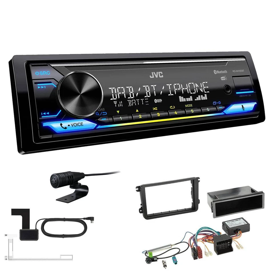 JVC KD-X472DBT Autoradio Bluetooth DAB für Volkswagen VW Polo 6R mit Canbus