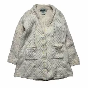 Maglione cardigan maglia grossa vintage Aran Crafts 100% lana merino Irlanda taglia S - Foto 1 di 4