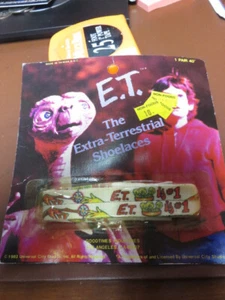 Vintage 1982 ET The Extra-Terrestrial Shoelaces Original Movie Promo Shoe Laces - Picture 1 of 2