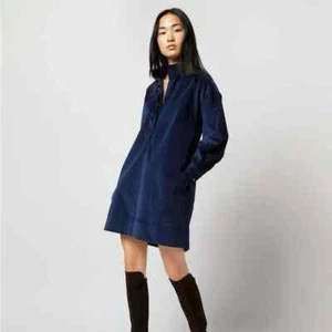 NWT Ann Mashburn Anaya Popover Dress Navy Stretch Corduroy Size XL MSRP $395 - Picture 1 of 15