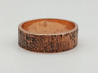 Anillo de Cobre Talla 14 Banda Corteza Textura Martillado Cobre Sólido Hecho a Mano Joyería EE. UU. Foto 1 de 4
