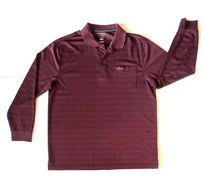 Camisa polo masculina Greg Norman para Tasso Elba tamanho grande logotipo tubarão manga longa - Imagem 1 de 4