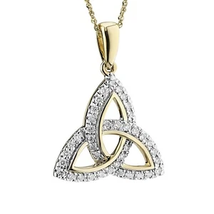 14k Yellow Gold Plated 0.30ct Real Moissanite Trinity Trinity Knot Pendant 18" - Foto 1 di 8