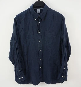 Camisa Brooks Brothers 100 % lino para hombre 2XL manga larga azul oscuro con botones - Imagen 1 de 10