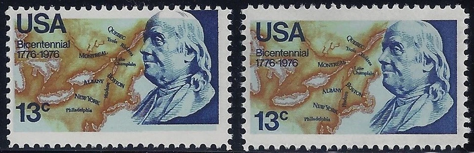 1690 - Color Shift Error / EFO Benjamin Franklin and Map Mint NH (Stk18) - Image 1 of 1