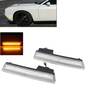 2pcs Front Amber Clear Side Marker LED Light For Dodge Challenger 2008-2014 2011 - Picture 1 of 8