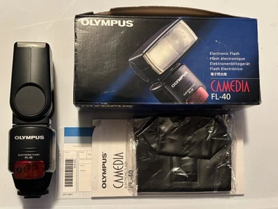 Olympus FL-40 Electronic Digital Flash TESTED w/ Manual + Box Excellent Japan - Image 1 of 4