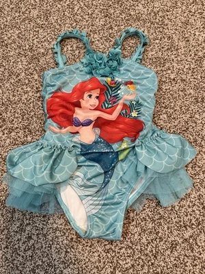 Traje de baño vintage Disney Store princesa sirenita talla 4 lentejuelas con volantes verde azulado Foto 1 de 4